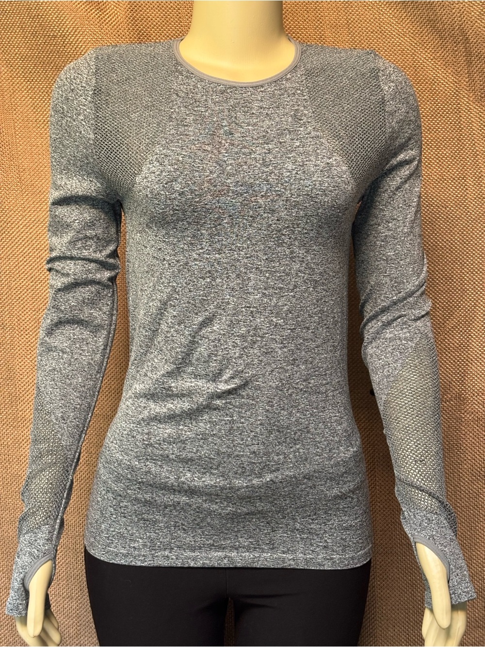 C&C California Sz M Heather Gray Seamless Long-Sleeve Active Top